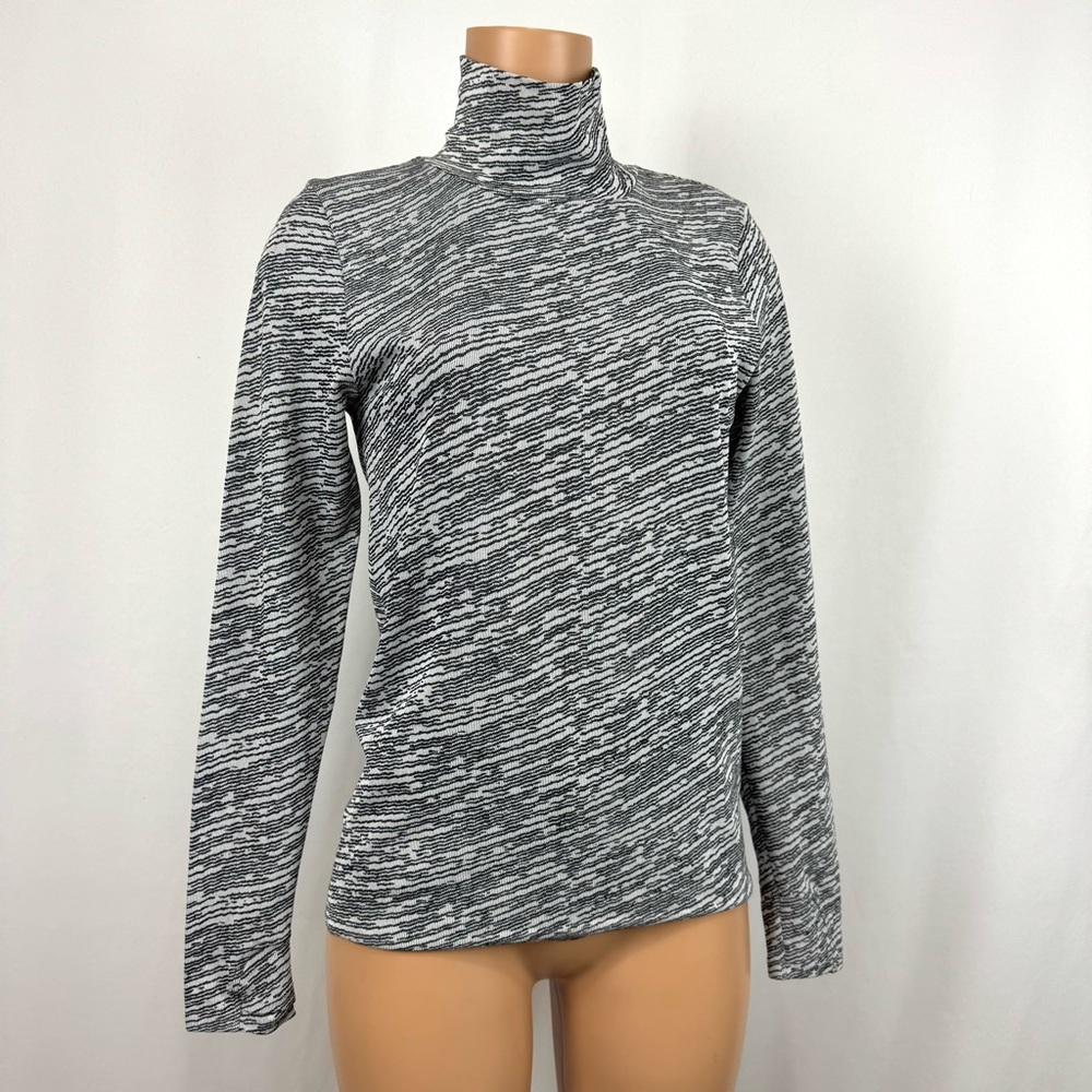 Athleta Women’s Sz L Flurry Seamless Turtleneck Long Sleeve Top Black & White - Picture 3 of 14